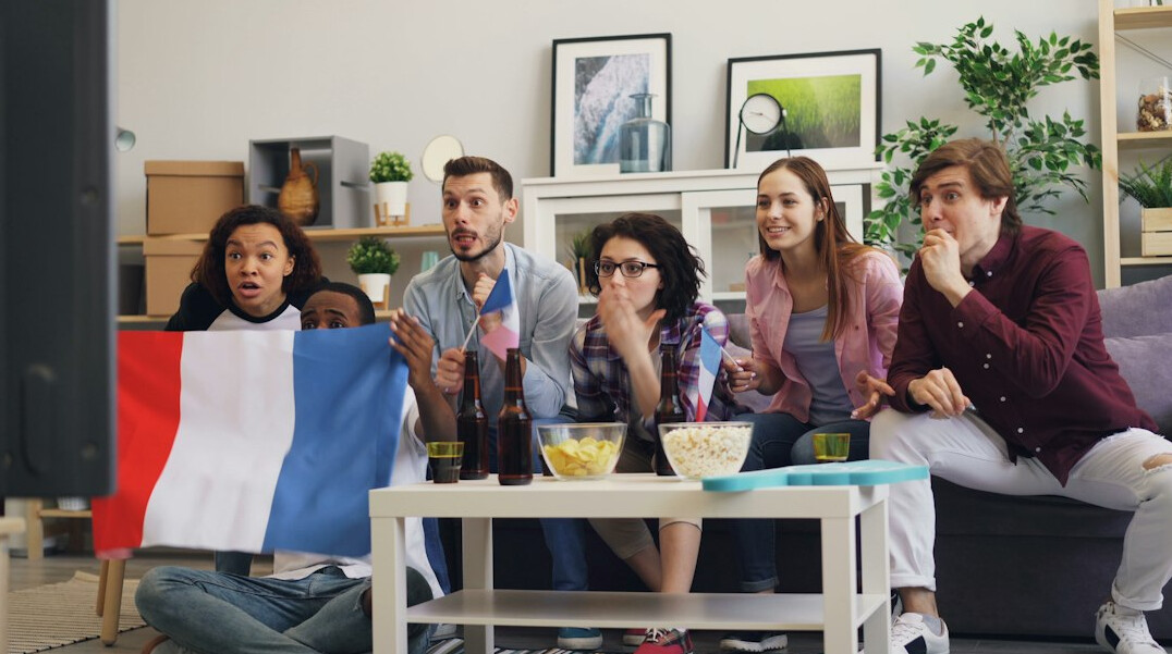 group of friends watching tv series